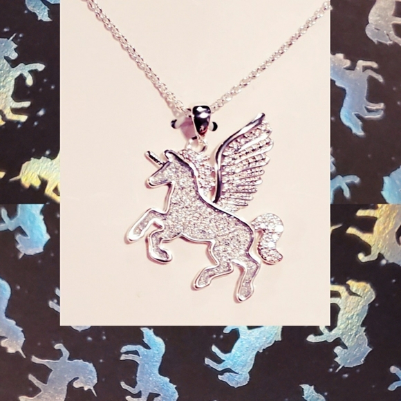 Dolls Kill Jewelry - Sparkly CZ Sterling Silver Unicorn Pegasus Pendant